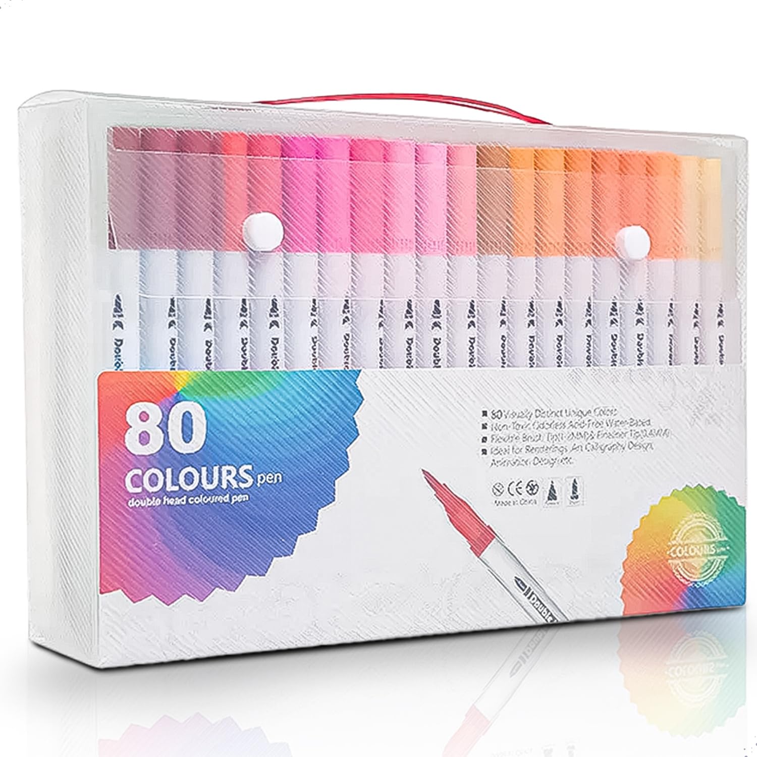 Kit de Canetinhas Artísticas com Ponta Dupla 80 Cores Brush e